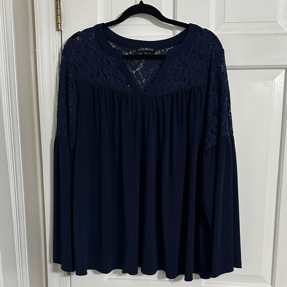 Lane Bryant Navy Lace Blouse